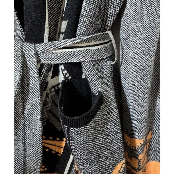 Konrad & Joseph Open Cardigan S Tie Waist Aztec Southwestern Gray Orange Casual - Picture 11 of 12